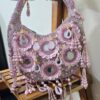Pastel Pink Mirror-Work Embellished Handbag – Designer Wedding & Party Shoulder Bag