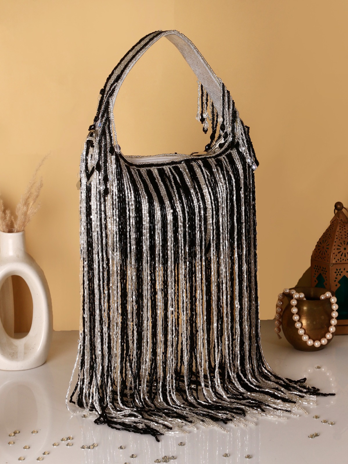 Golden Fringe Beaded Party Bag – Luxury Wedding & Cocktail Handbag - Image 3