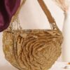 Golden Rose Hand-Embroidered Clutch Bag – Designer Party & Wedding Handbag