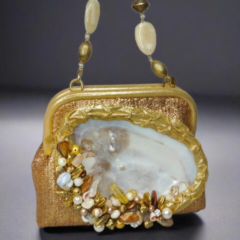 Golden Gemstone Embellished Mini Clutch – Luxury Party & Evening Handbag