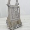 Silver Beaded Box Clutch with Fringe Detailing – Party & Wedding Handbag