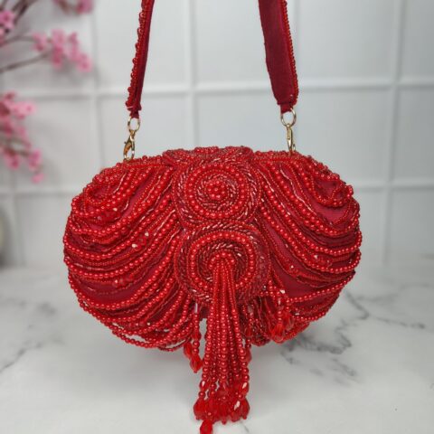Beaded Dome Clutch Bag – Luxury Bridal & Party Sling Handbag