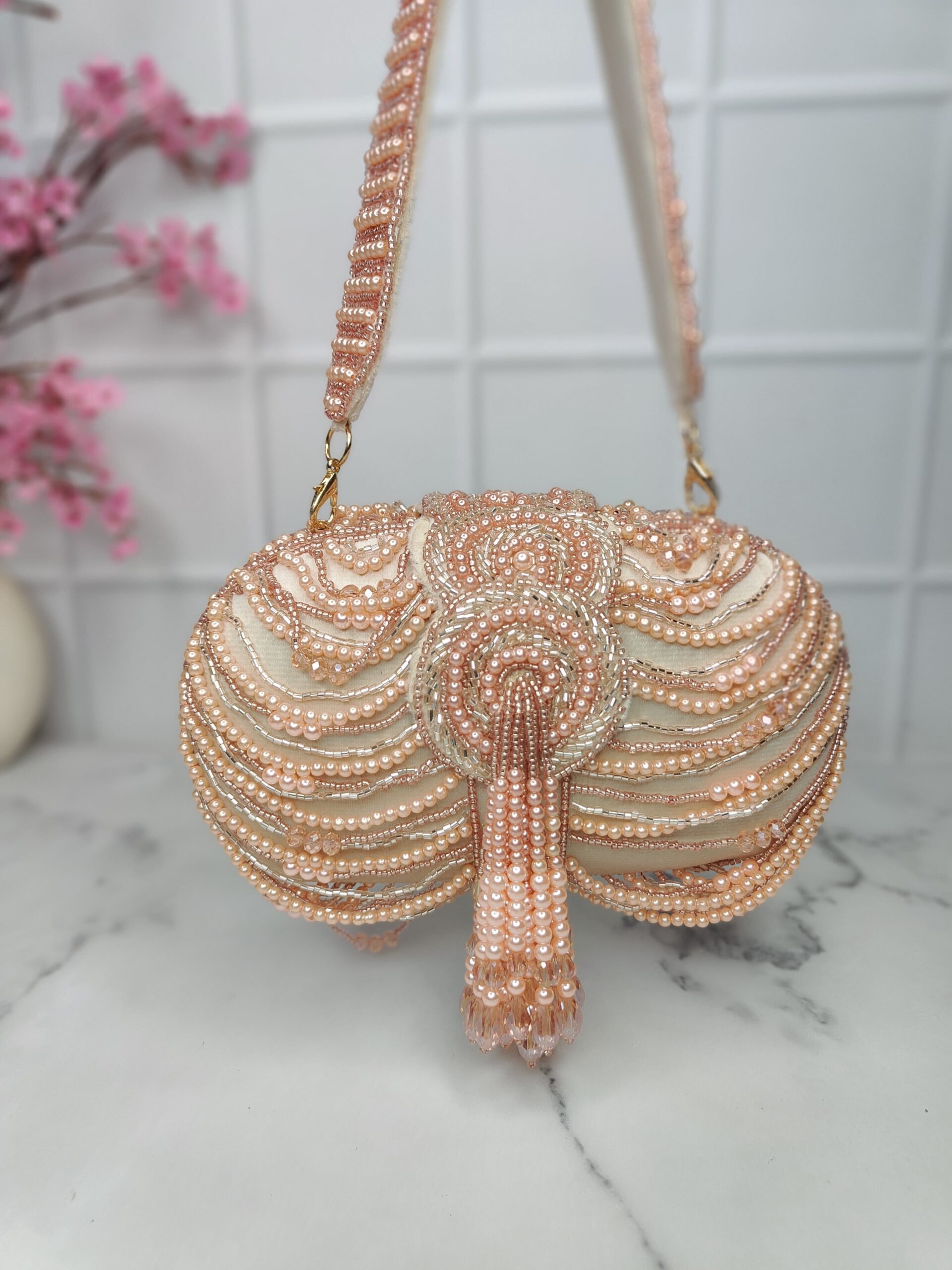 Beaded Dome Clutch Bag – Luxury Bridal & Party Sling Handbag - Image 2