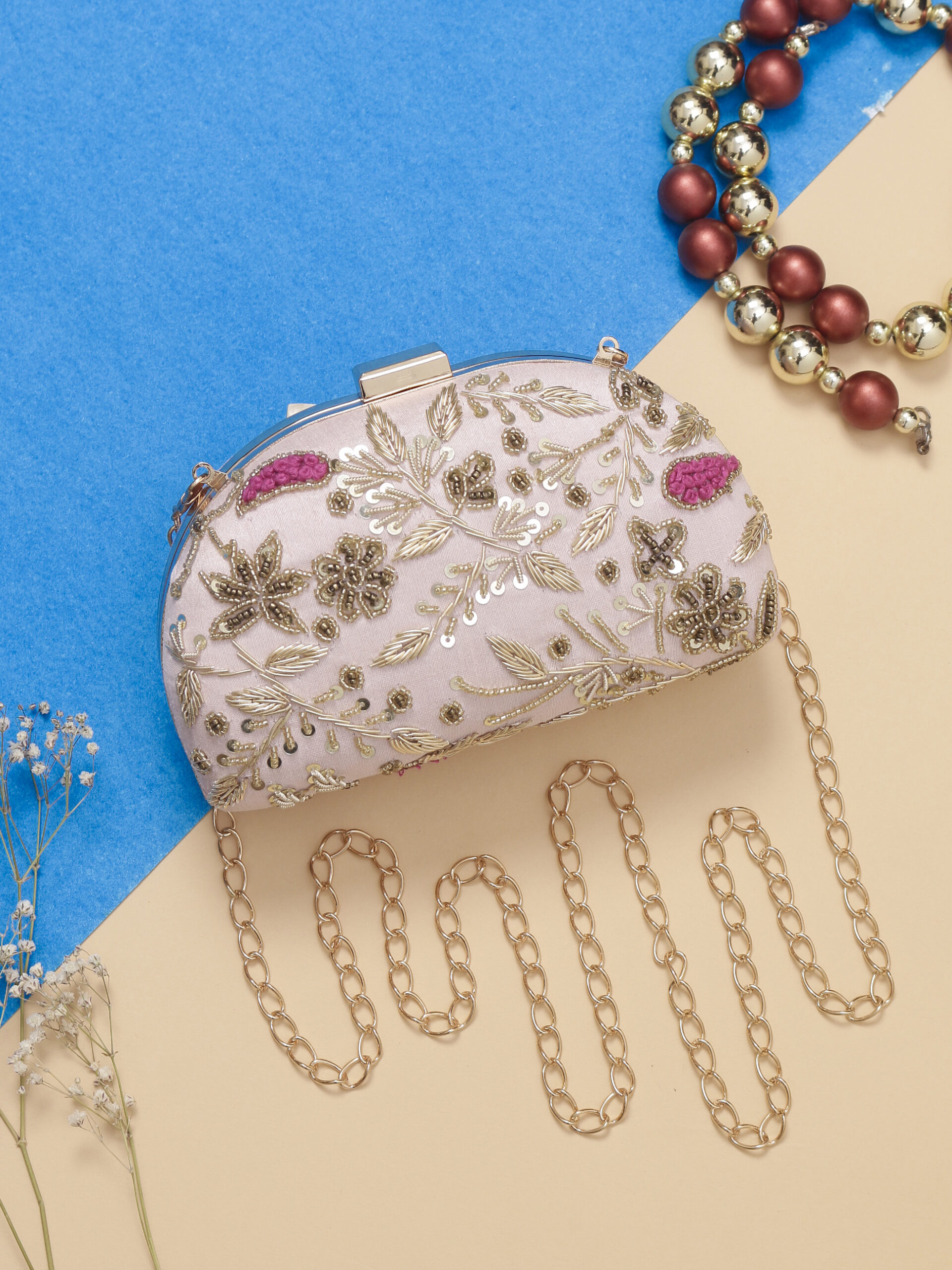 🌸 Blush Gold Embroidered Clutch 🌸