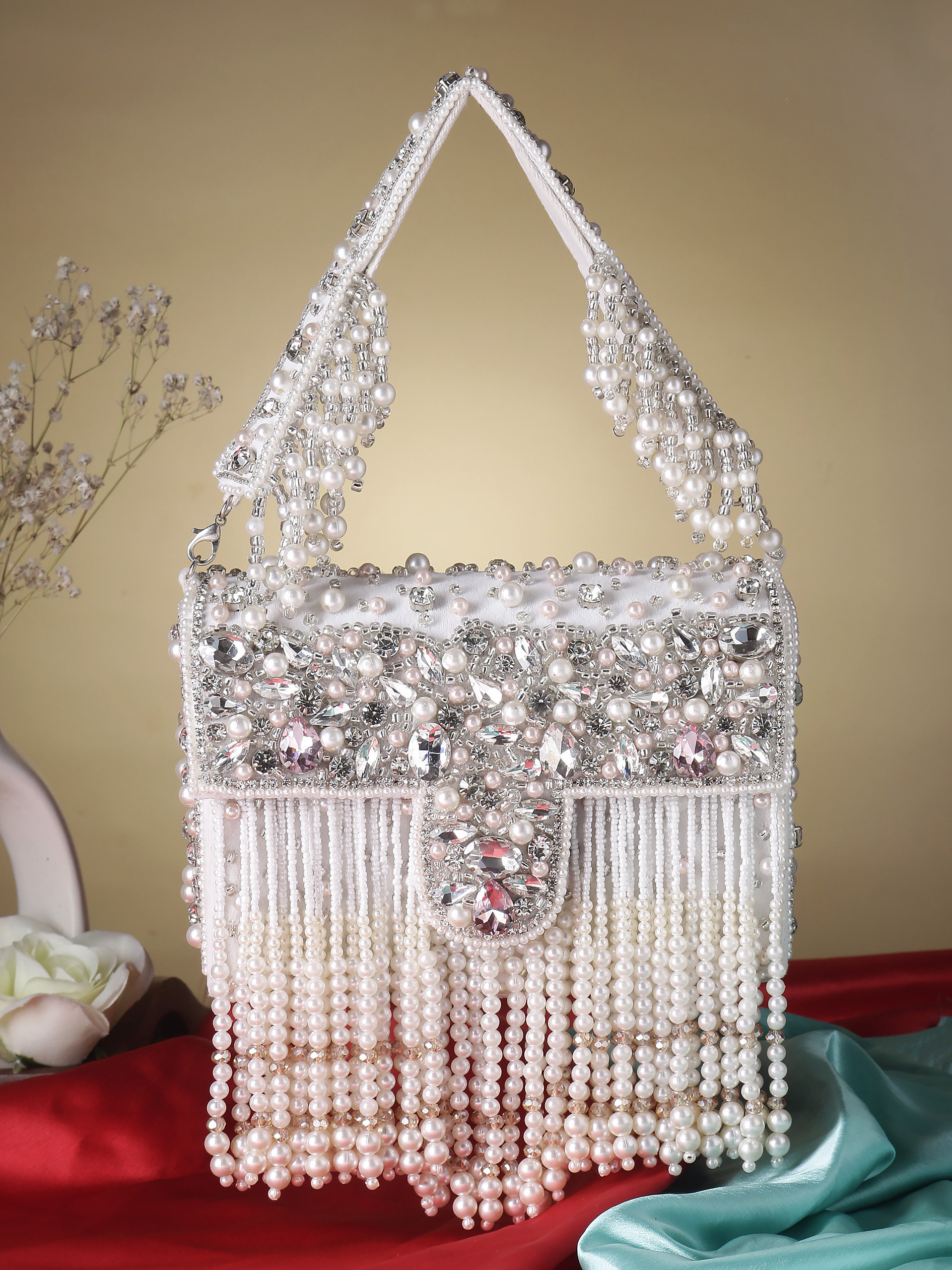🤍 Crystal Luxe Pearl Handbag 🤍