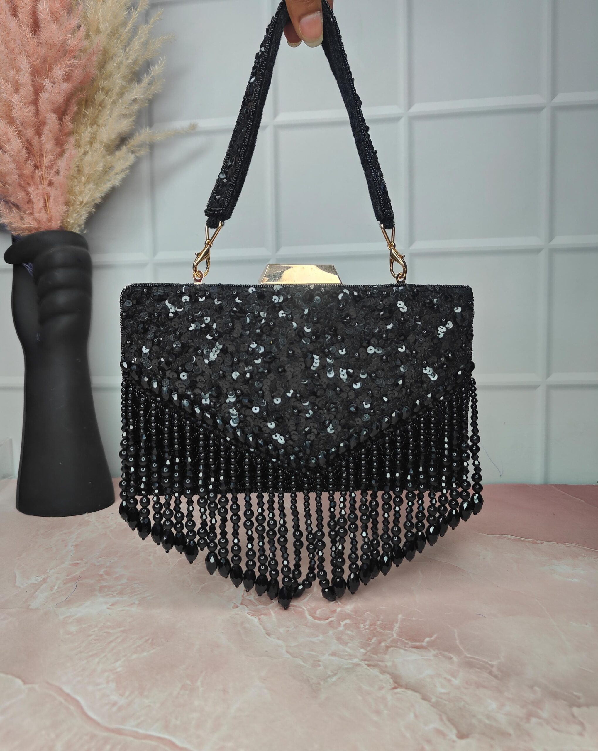 ✨ Golden Glam Sequin & Pearl Clutch ✨ - Image 3