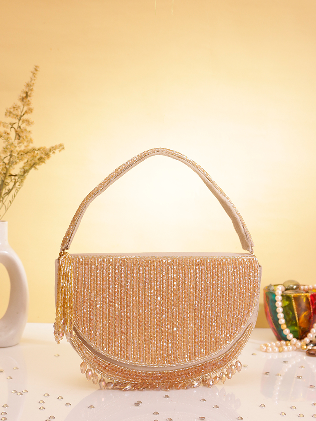 ✨ Silver Gleam Beaded Handbag ✨ - Image 3