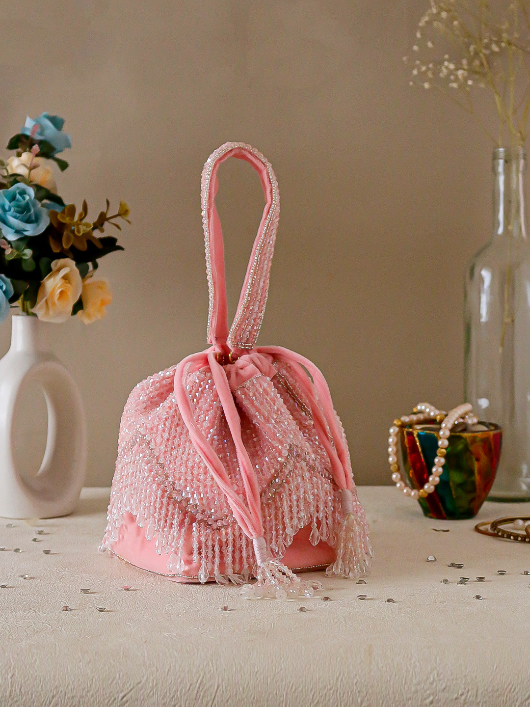 🌸 Blush Pearl Elegance Potli Bag 🌸