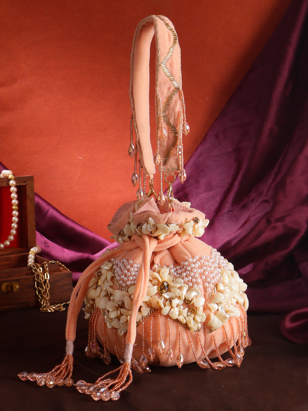 ✨ Golden Bloom Embellished Potli Bag ✨ - Image 3
