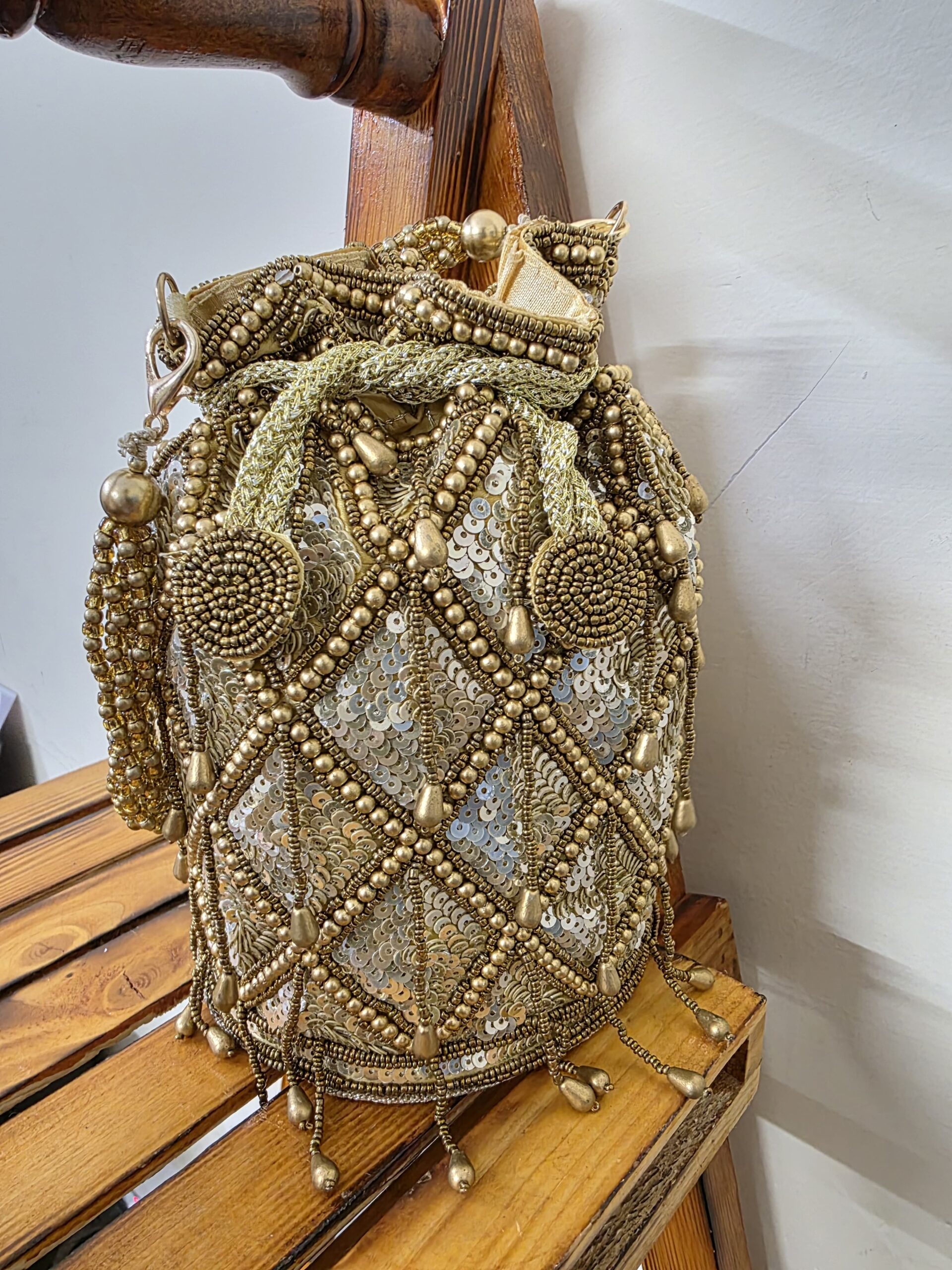 ✨ Silver Sequin Royal Potli Bag ✨ - Image 4