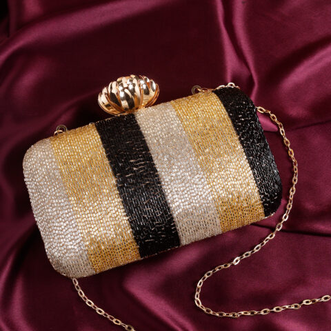✨ Glam Striped Beaded Clutch ✨