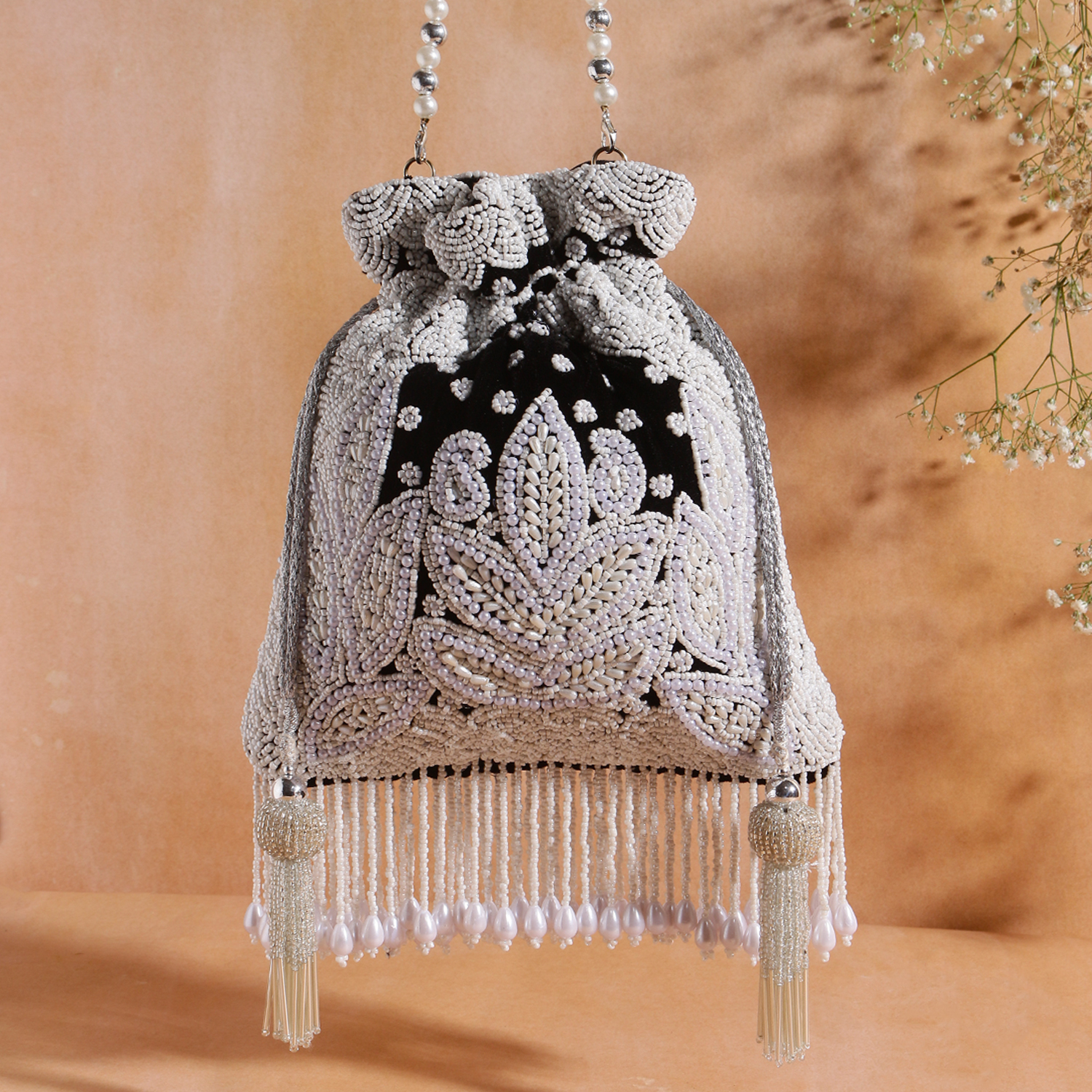 🌸 Royal Lotus Embroidered Potli Bag 🌸