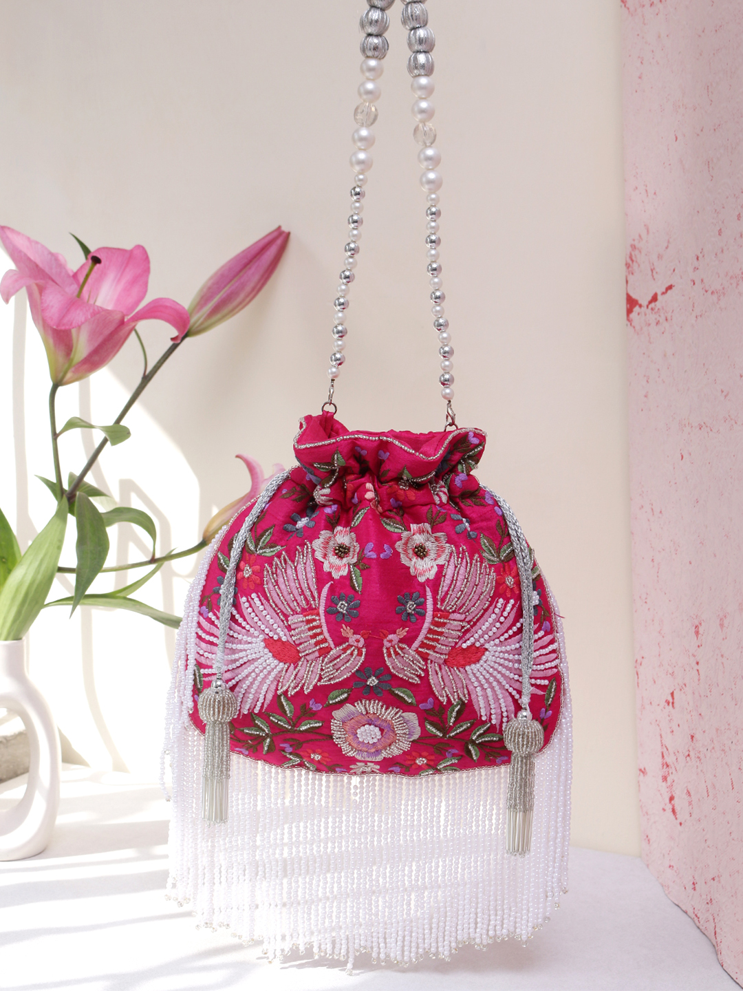 💖 Regal Red Zari Embroidered Potli Bag 💖 - Image 2