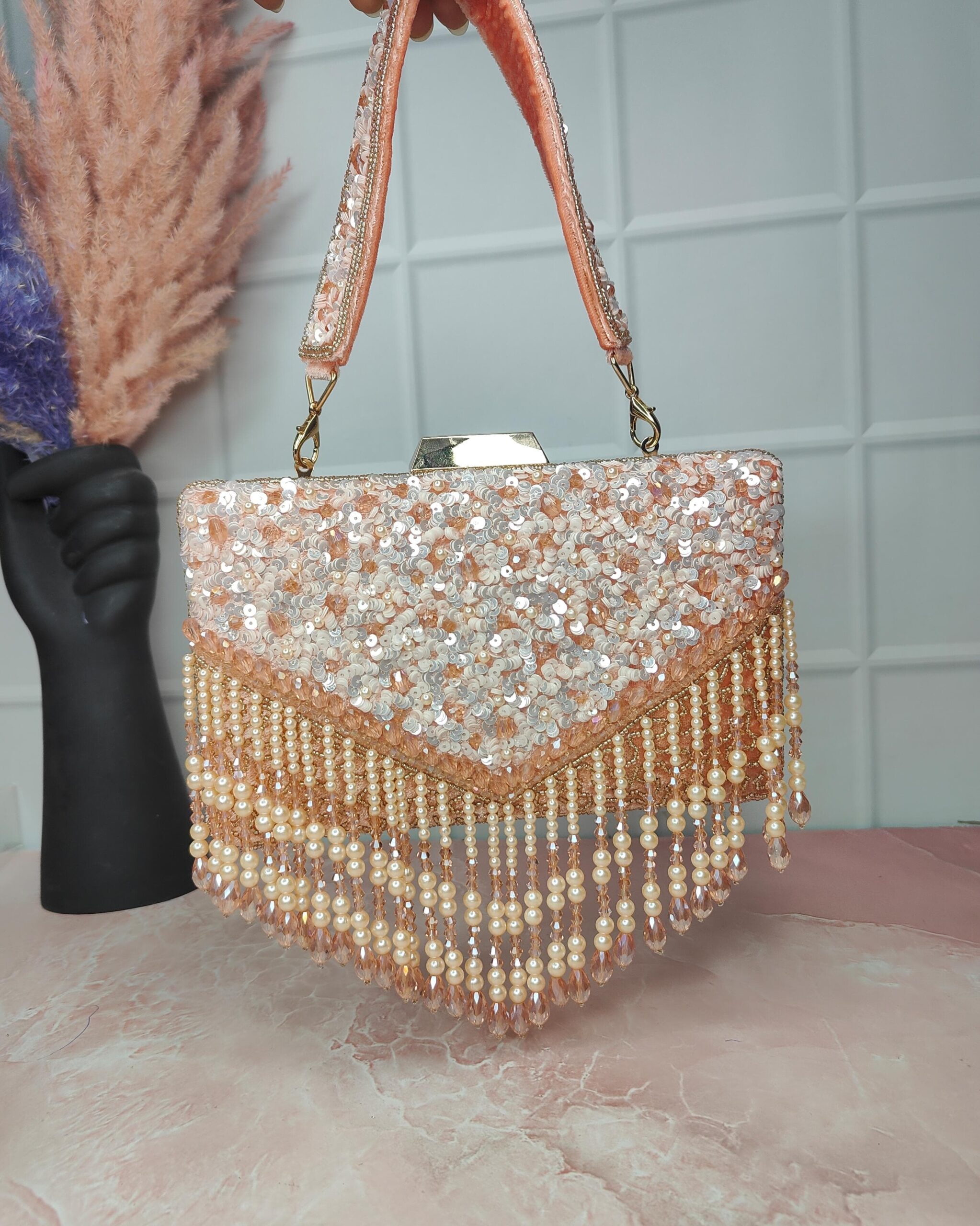 ✨ Golden Glam Sequin & Pearl Clutch ✨ - Image 2