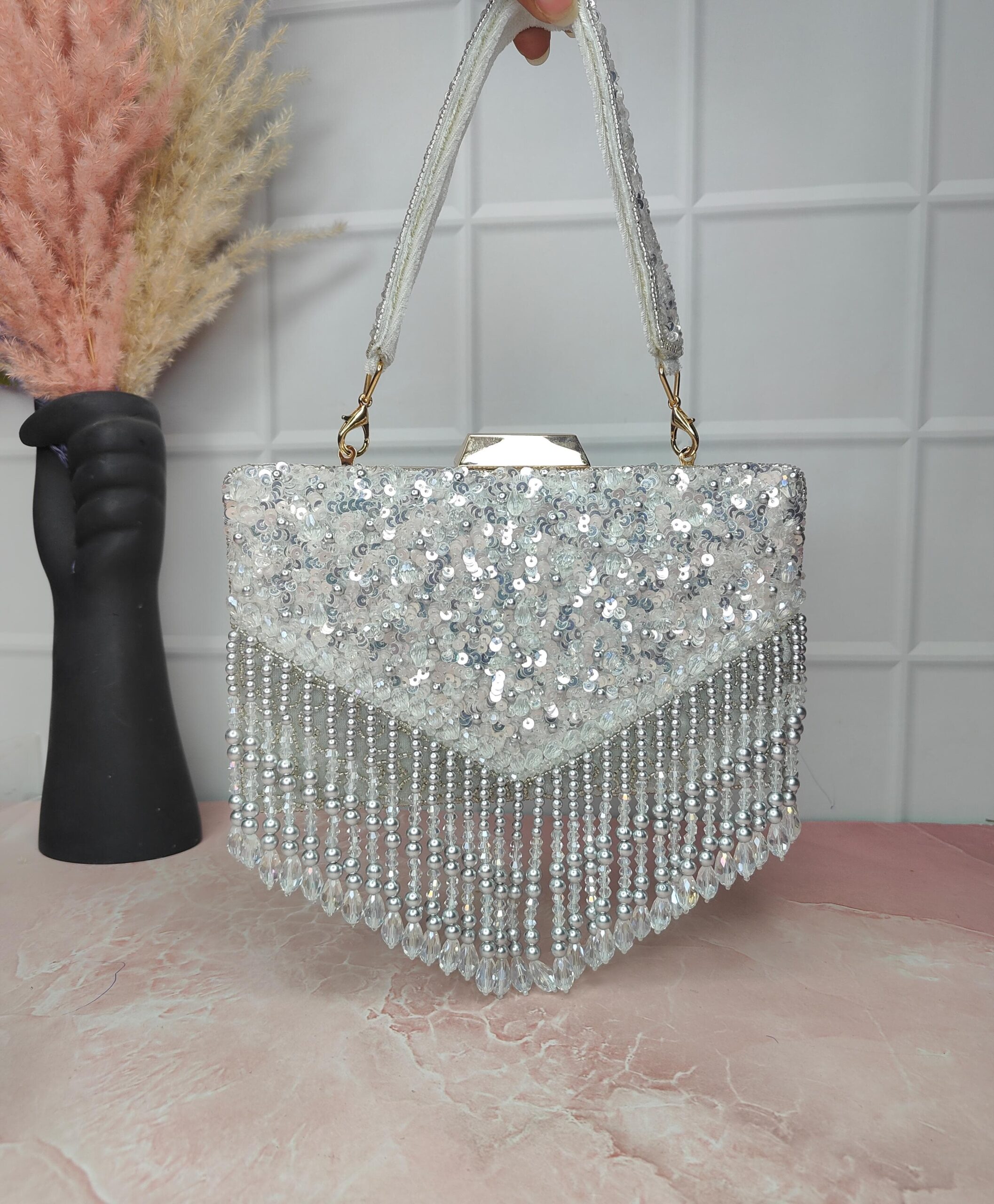 ✨ Golden Glam Sequin & Pearl Clutch ✨ - Image 4