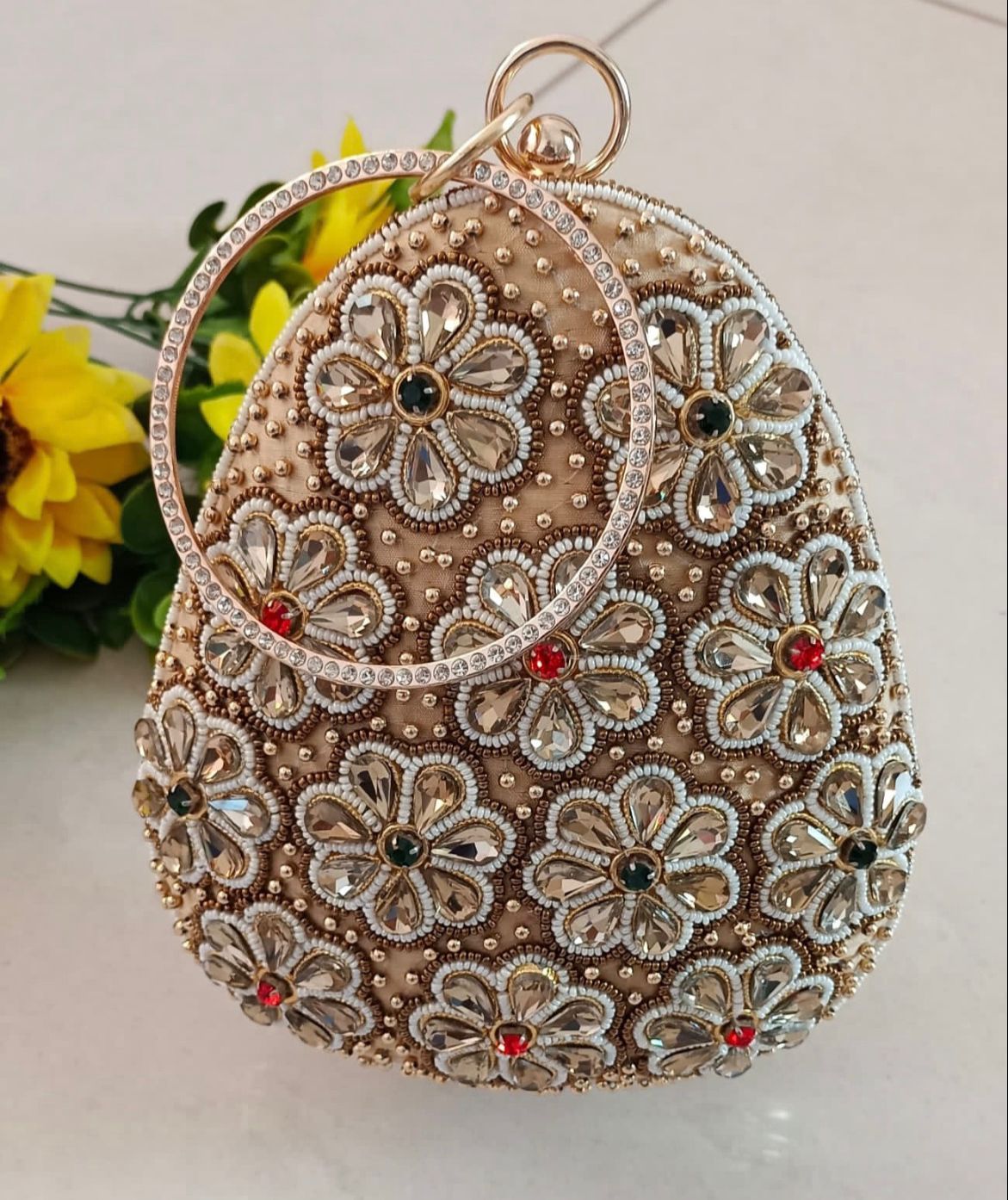 ❤️ Royal Red Pearl Drop Potli Bag ❤️ - Image 3