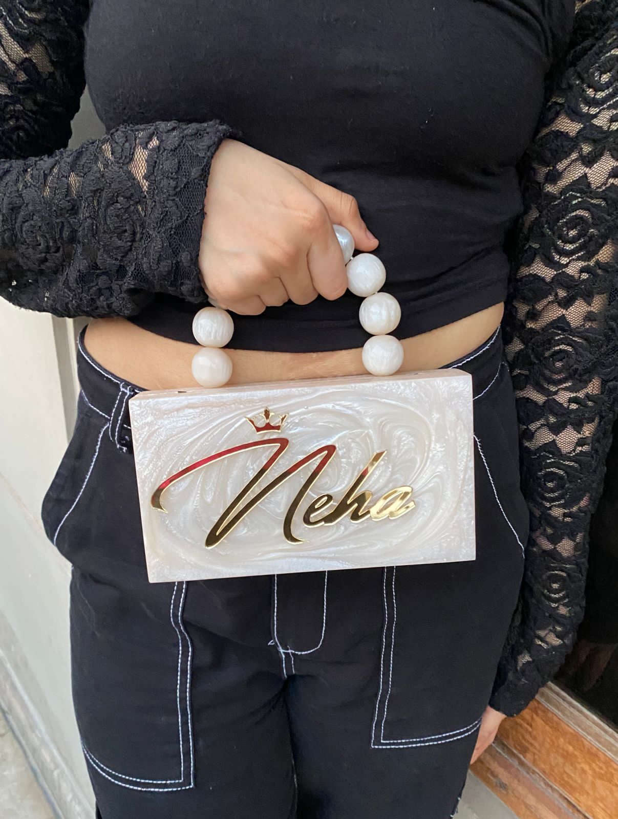 👑 Personalized Luxe Acrylic Name Clutch ✨
