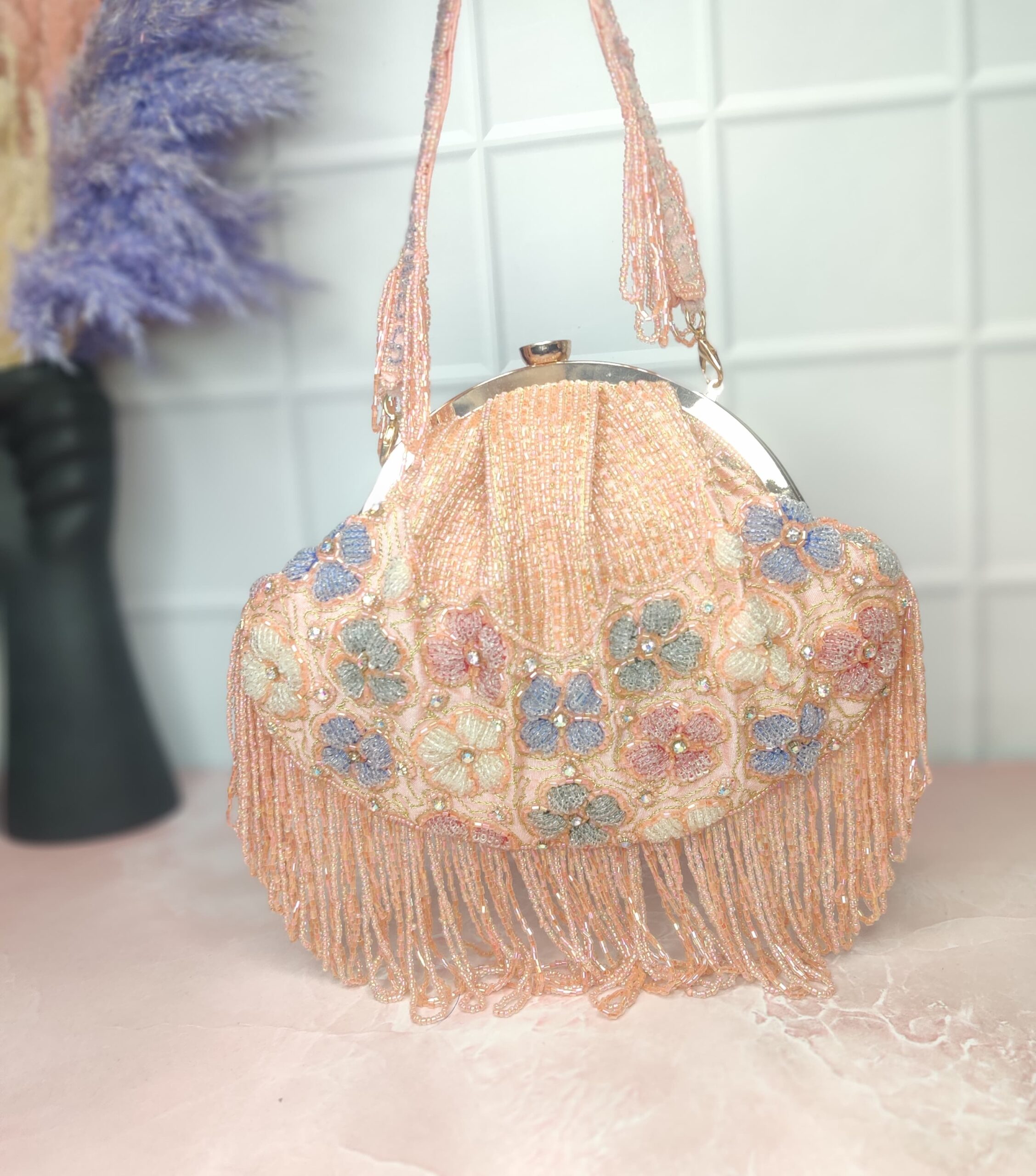 🌿 Pastel Bloom Beaded Potli Bag 🌿 - Image 3