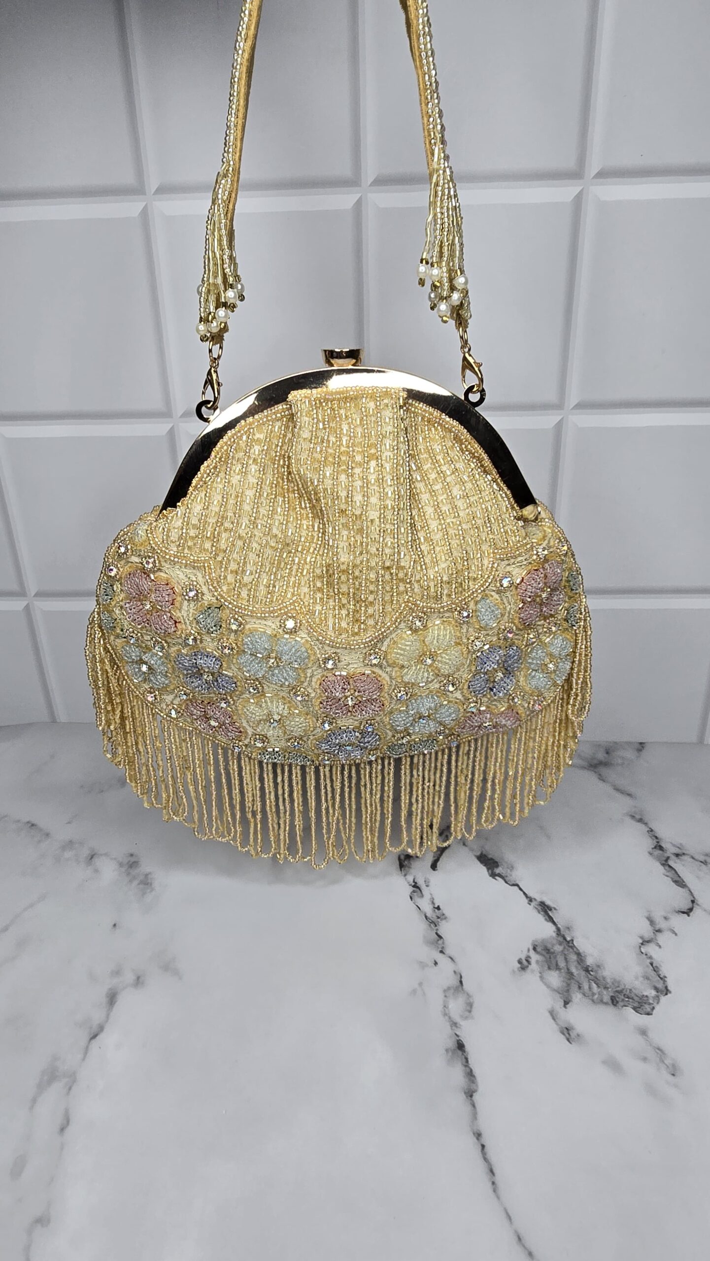 🌿 Pastel Bloom Beaded Potli Bag 🌿 - Image 2